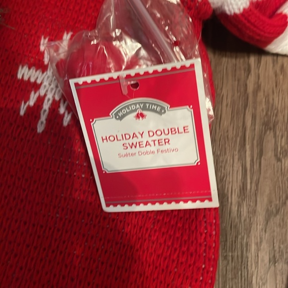 NWT Holiday Time Double 2 Person Ugly Christmas Sweater NEW Sz L/XL Red Snowman - Picture 3 of 7